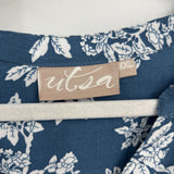 women Utsa Cotton Floral Blouse Blue White Woven Top XXL