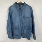 women Well Worn Denim Button Front Blue Jacket L