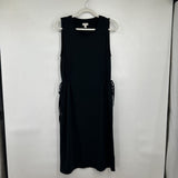 women Garnet Hill Sleeveless Side Tie Midi Black Dress M