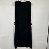 women Garnet Hill Sleeveless Side Tie Midi Black Dress M