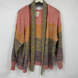 women Billabong Striped Belted Cardigan Pink Orange Blue Purple Sweater S