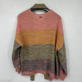 women Billabong Striped Belted Cardigan Pink Orange Blue Purple Sweater S