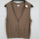 women J. Crew Outlet Sleeveless Button Front Tan Sweater M
