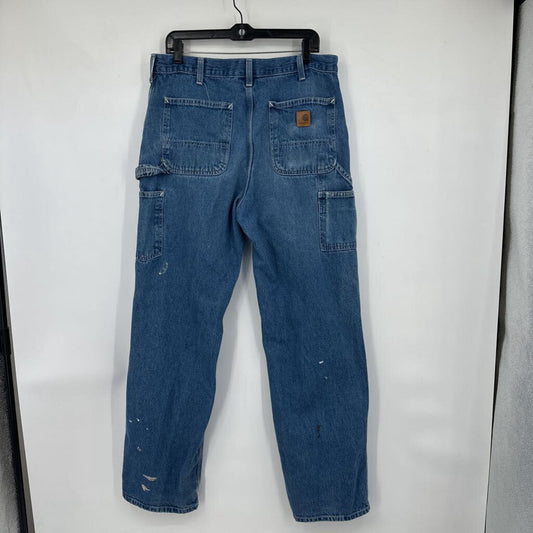 men Carhartt Distressed Dungaree Fit Blue Jeans 34x34