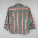 women Christopher & Banks Snap Button Striped Fringed Multi Woven Top S