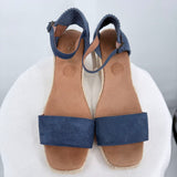 women Picon Suede Wedge Espedrilles Blue Shoes 9