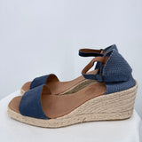 women Picon Suede Wedge Espedrilles Blue Shoes 9
