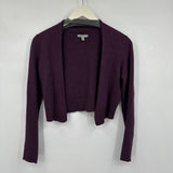 women Horny Toad Merino Blend Cropped Cardigan Purple Sweater XS