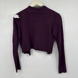 women Horny Toad Merino Blend Cropped Cardigan Purple Sweater XS