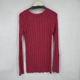 women American Eagle Y2K Cable Knit V Neck Pink Sweater L