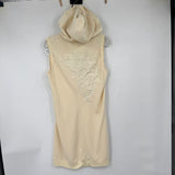 women Y2K Embellished Sleeveless Hoodie Dress Cream Vintage XL