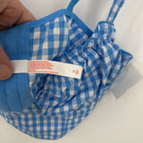 women Colsie Gingham Corset Crop Blue White Woven Top M