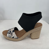women Toms Majorca Platform Sandals Black Cream Shoes 9