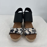women Toms Majorca Platform Sandals Black Cream Shoes 9