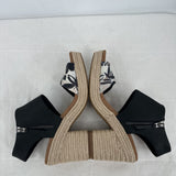 women Toms Majorca Platform Sandals Black Cream Shoes 9