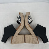 women Toms Majorca Platform Sandals Black Cream Shoes 9