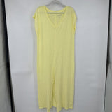 women Universal Thread Deep V Cotton Maxi Neon Yellow Dress M