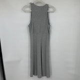 women Athleta Santorini High Neck Mix Stripe Gray White Dress MT