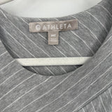women Athleta Santorini High Neck Mix Stripe Gray White Dress MT