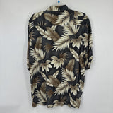 men Pierre Cardin Rayon Hawaiian Button Front Brown Cream Woven Top XL