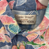 men Cooke Street Vintage Reverse Print 4 Button Pullover Blue Pink Green Woven Top XL