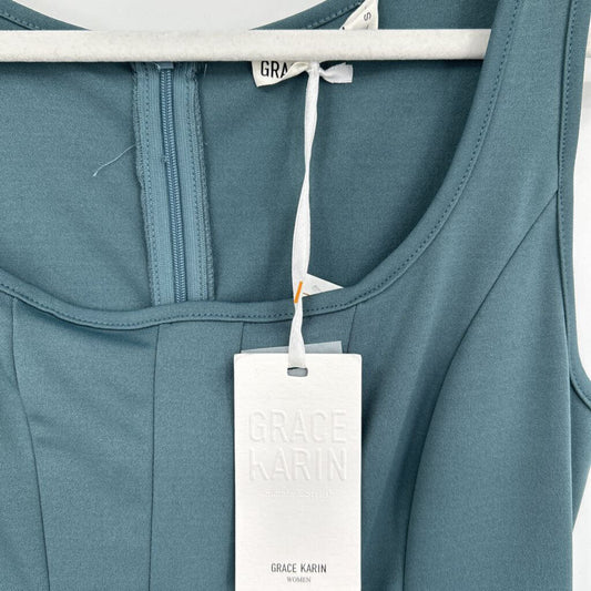 women Grace Karin NWT A-Line Tank Midi Dusty Teal Dress S