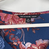 women Zac & Rachel Floral Tie Sleeve Blouse Navy Blue Purple Rust Woven Top 3X