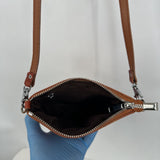 women Leather Palm Tree Hawaii Crossbody Cognac Green Purse 7"H x 6"W x 1.4" D