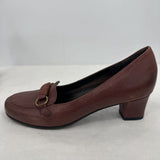women David Tate Leather Loafers Brown Gold Shoes 8N