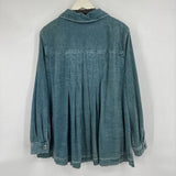 women Woman within Corduroy Button Front Dusty Turquoise Jacket 1X