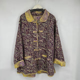 women Reversible Quilted Art to Wear Jacket Purple Yellow Vintage 3X
