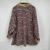 women Reversible Quilted Art to Wear Jacket Purple Yellow Vintage 3X