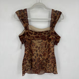 women Rampage Y2K Cheetah Print Ruffle Tank Brown Black Vintage M