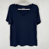 women Chico's V-Neck Tee Navy Knit Top M