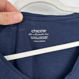 women Chico's V-Neck Tee Navy Knit Top M