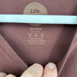 women Life is good V-Neck Graphic Tee Brown Multi Knit Top M