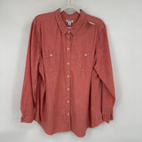 women Old Navy Cotton Button Front Red Woven Top XXL
