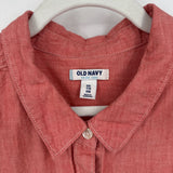 women Old Navy Cotton Button Front Red Woven Top XXL