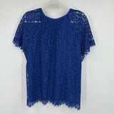 women J. Crew Lace Blouse Blue Woven Top XLT