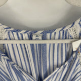 women Old Navy Linen Blend Striped Maxi Blue White Dress XLT