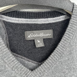 men Eddie Bauer Cotton V-Neck Gray Sweater 2XL