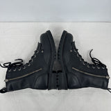 women Harley Davidson Leather Kiltie Style Motorcycle Boots Black Shoes 8