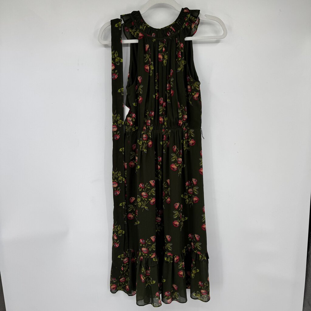 women Point Sur High Neck Floral Midi Green Dress 0P
