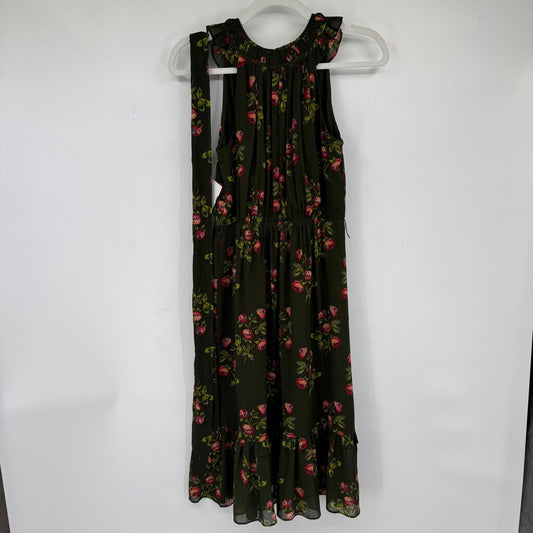 women Point Sur High Neck Floral Midi Green Dress 0P
