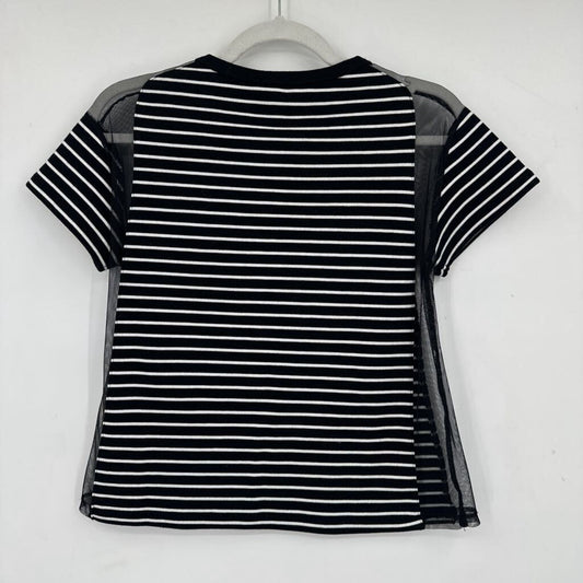 women Maeve - Anthro Striped & Mesh Black & White Knit Top XS