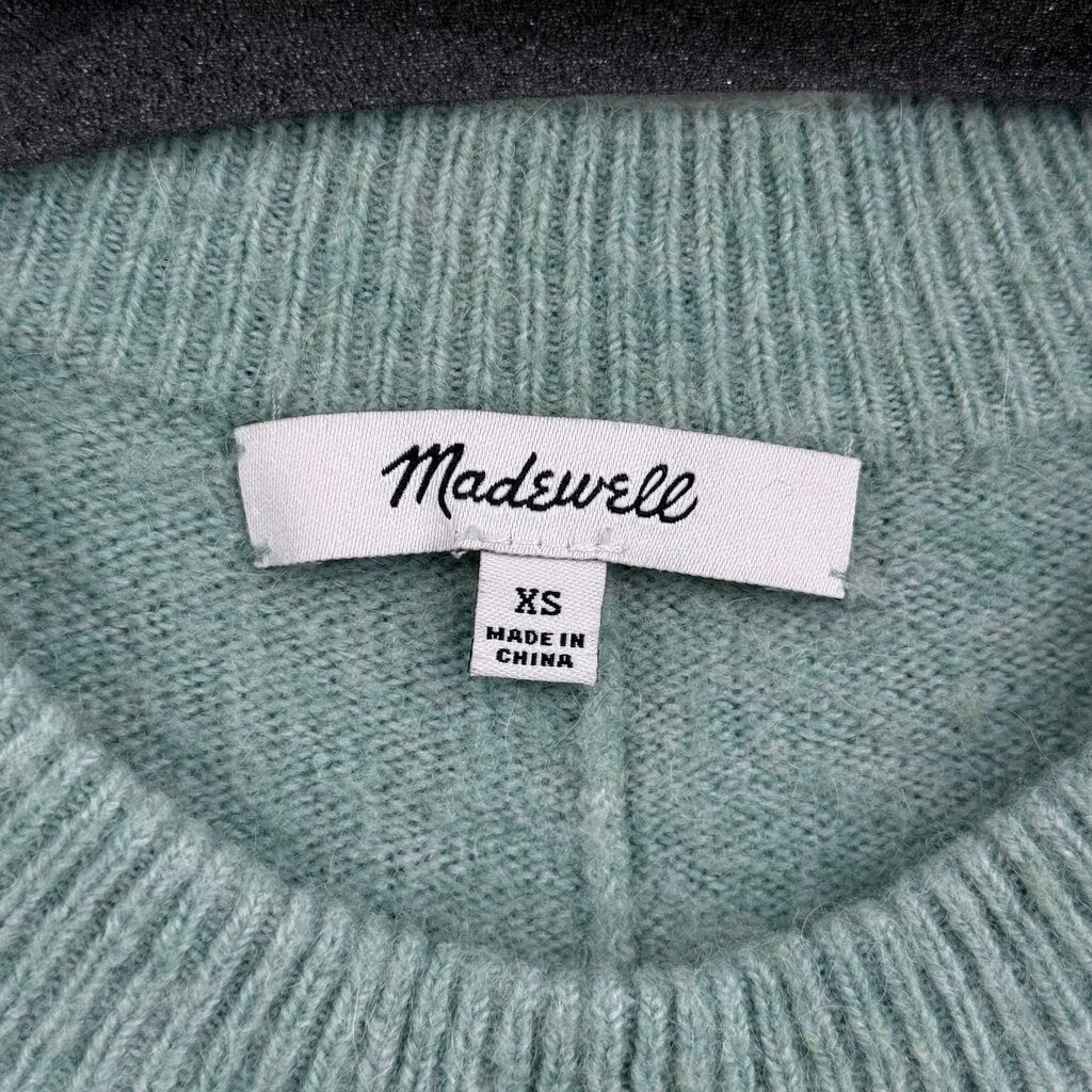 women Madewell Split-Hem Crew Aqua Sweater XS
