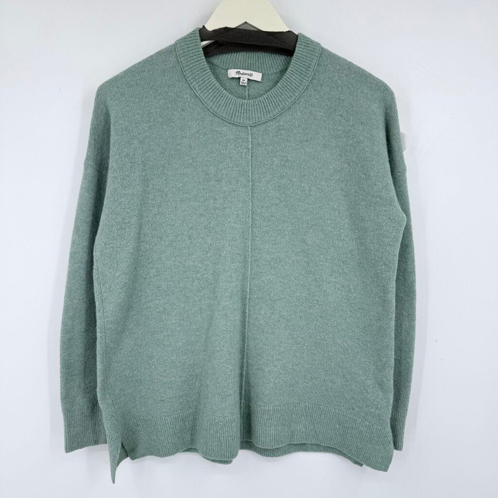 women Madewell Split-Hem Crew Aqua Sweater XS