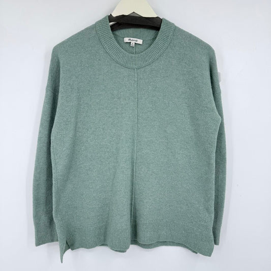 women Madewell Split-Hem Crew Aqua Sweater XS