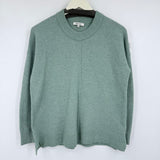 women Madewell Split-Hem Crew Aqua Sweater XS