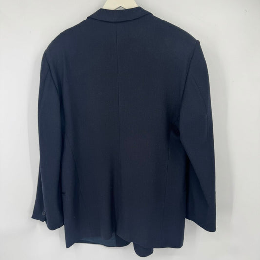 men Giorgio Armani Wool Herringbone Suit Jacket Navy Blue Jacket 46R